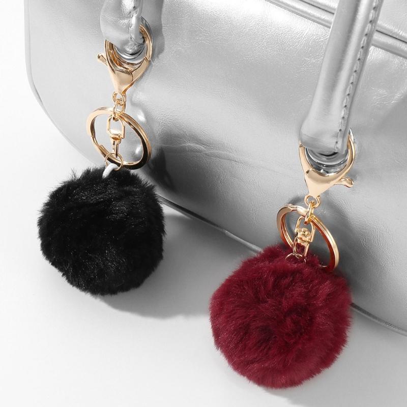 Customizable Plush Ball Keychain Charm For Bags Keys DIY Accessory With Vibrant Sturdy Polyester Design