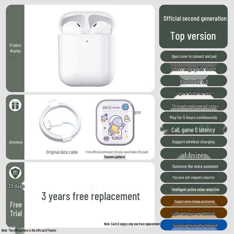 Second-Gen True Wireless In-Ear Sport Earphones with Noise Cancelling & Long Battery Life, Compatible with Apple, Android & Huawei.