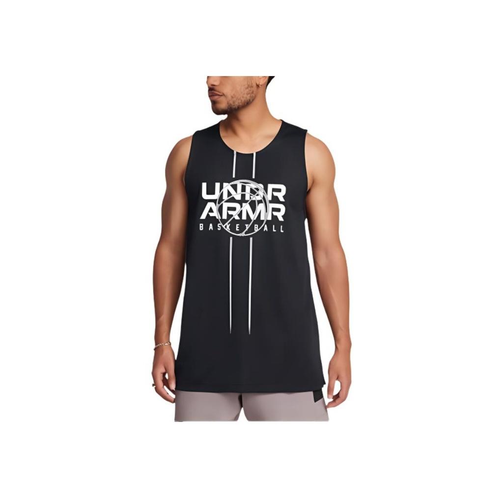 Under Armour Zone Letter Print Reversible Sleeveless T-Shirt Men tops Black 1387088-001
