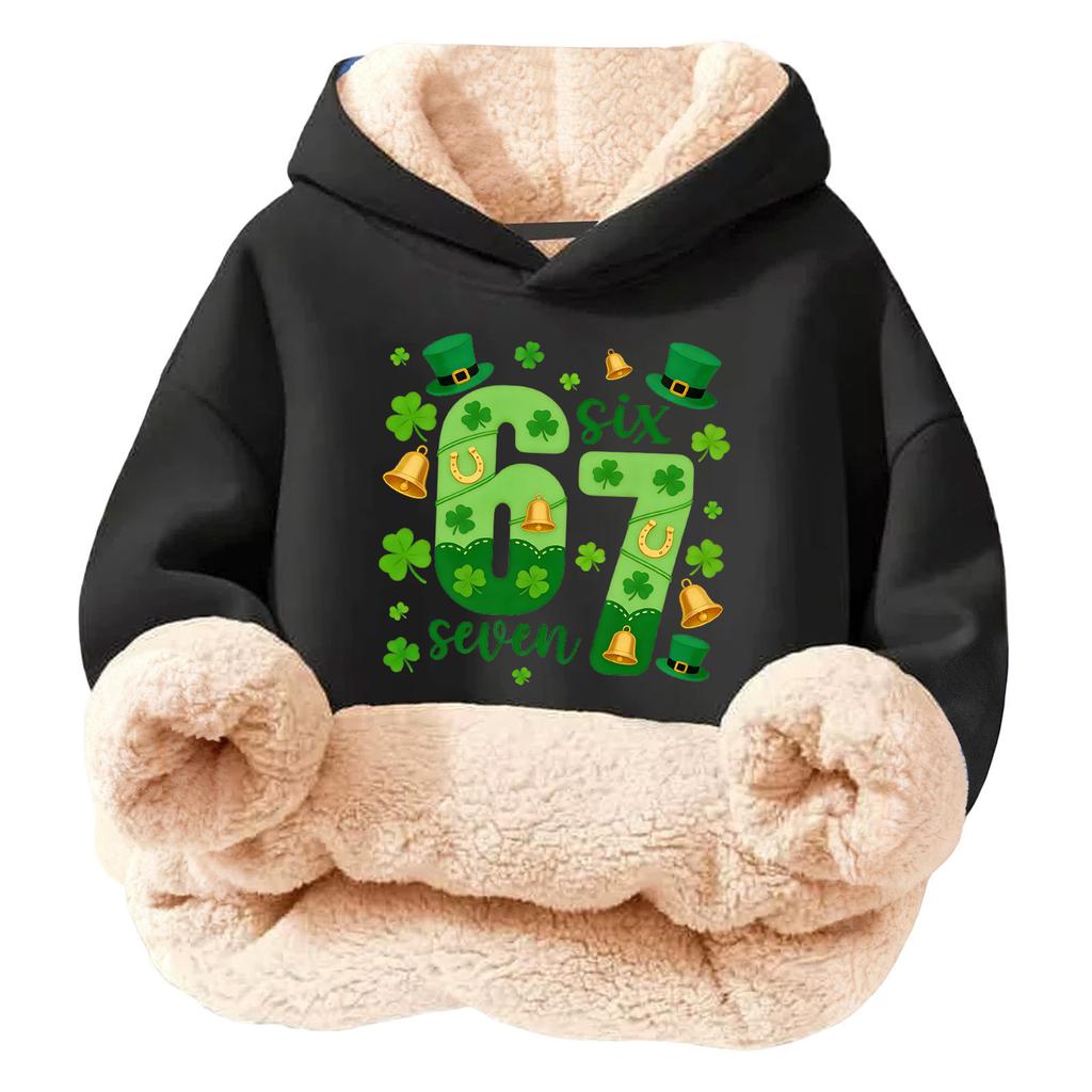 Children's Fashionable Printing Casual Fleece Hooded Loose Fit Hoodie Without Pockets