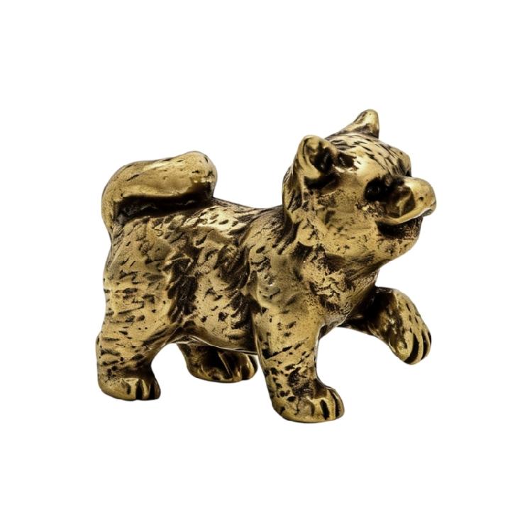 

Detailed Chinese Rural Dog Brasses Sculpture Fengshui Antique Miniature Animal Statue For Study Room Home Office Decors