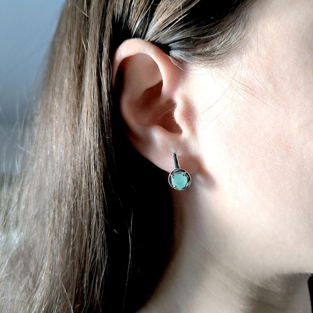 Silver Earrings with Natural Emerald 1.54ct (2167365)