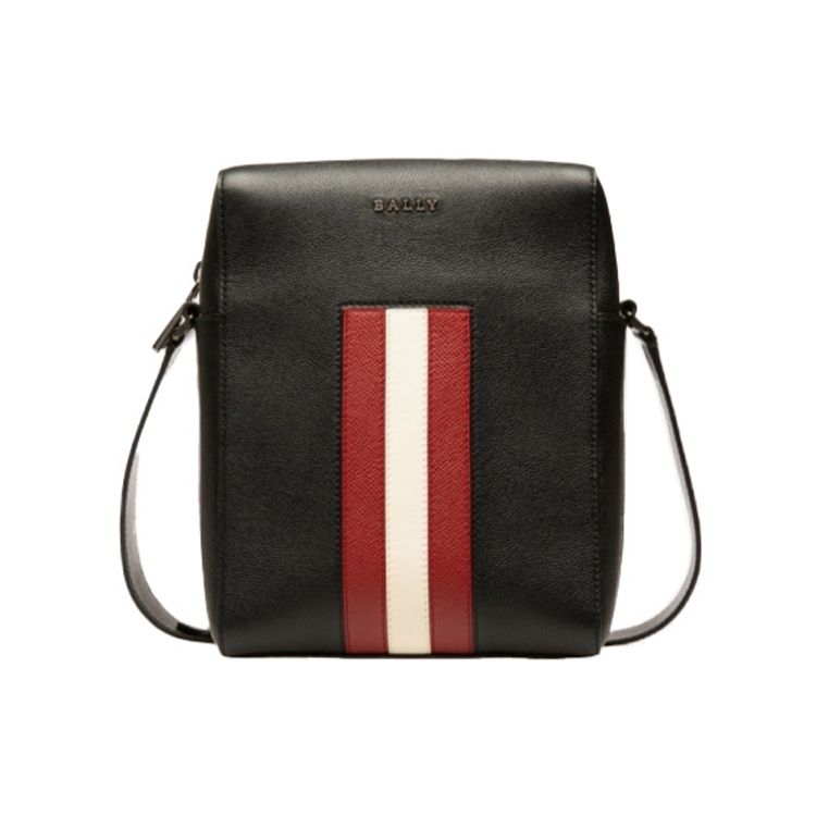 Bally Business Casual Striped Leather Shoulder Crossbody Bag Men Bags Black 6236783
