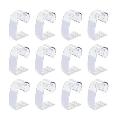 Wedding Table Skirt Fasteners, 12 Pack Plastic Tablecloth Holders with Touch Fastener Straps for Conference, Display and Reception Tables