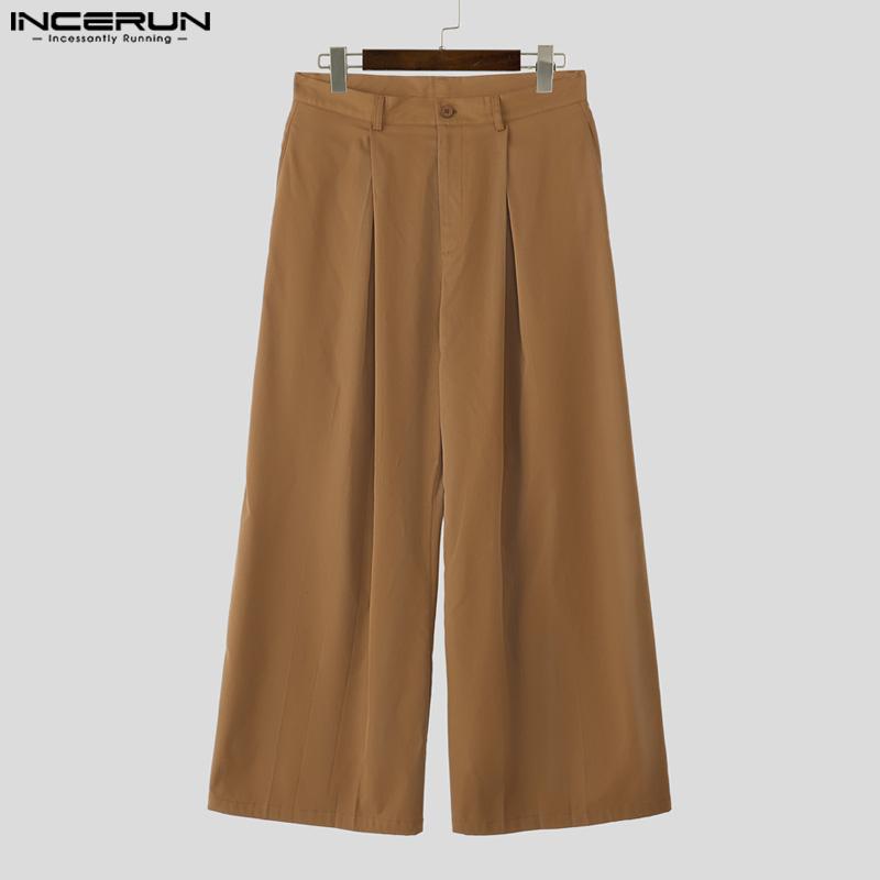 INCERUN Men Outfits Long Sleeve Cropped Tops and Long Pants Casual Party Sets