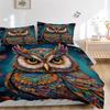 3pcs Colorful Mandala Owl Printed Quilt Set, Soft and Comfortable Quilt Cover for Bedroom
