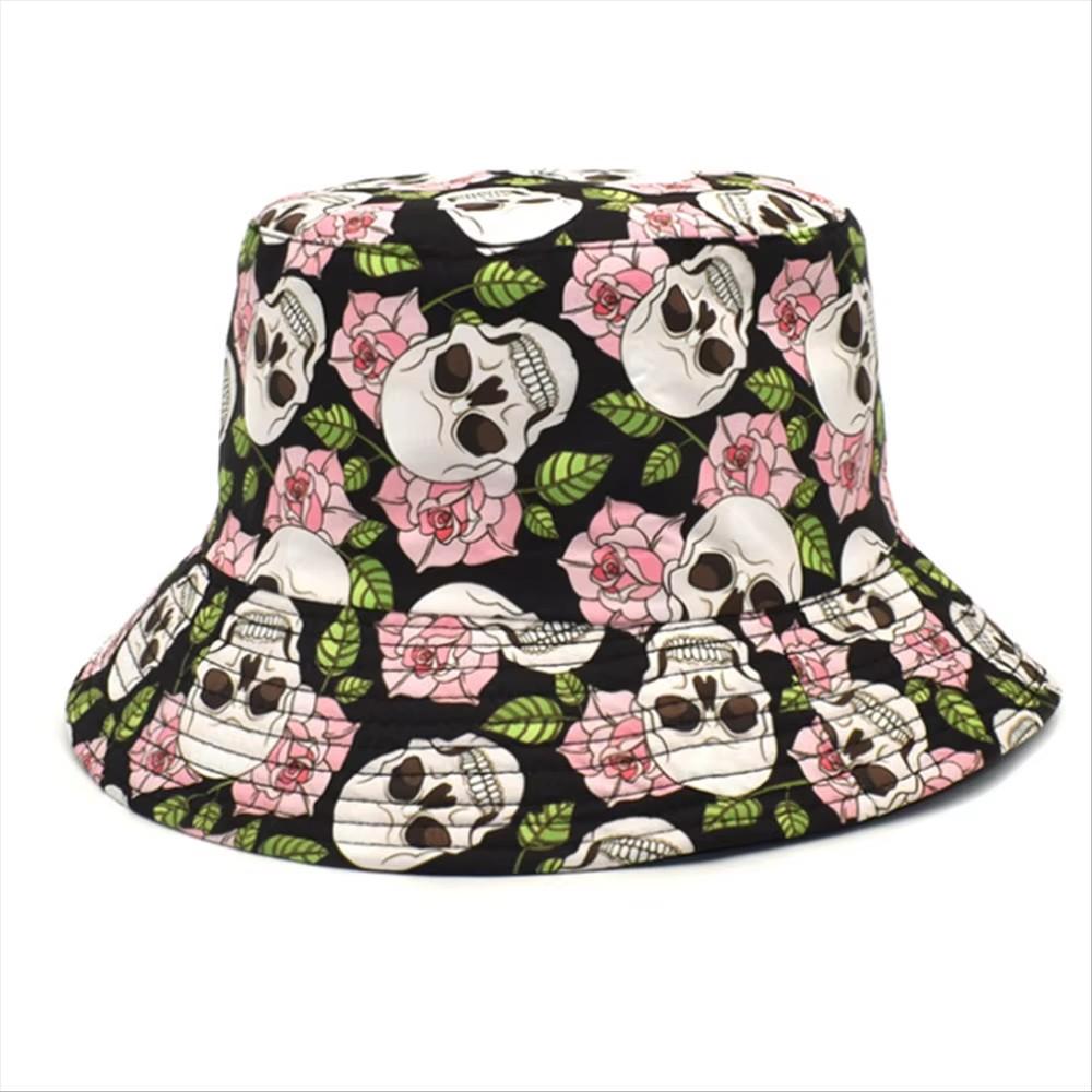 Skull Graffiti Unisex Bucket Hat Uv Protection Foldable Outdoor Sun Fisherman Cap For Men And Women