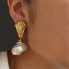 Ocean Inspired Conch Earrings Elegant Stainless Steel Jewelry Perfect for Parties Weddings and Everyday Use