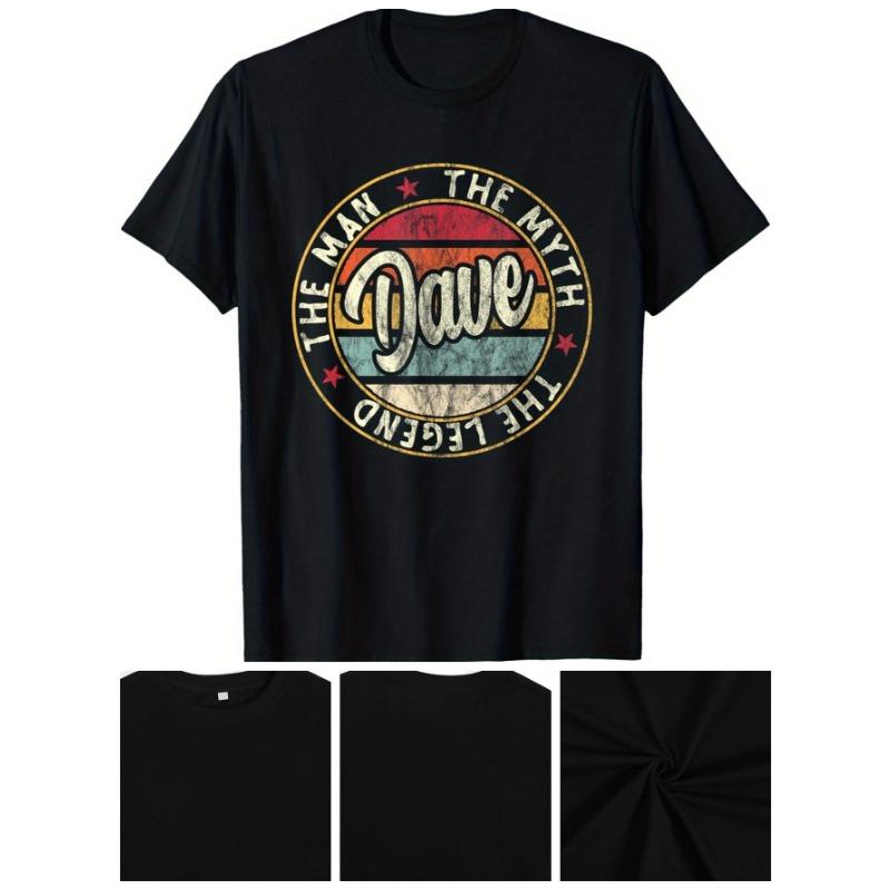

Mens Legend Dave Pattern Tshirt 100 Cotton Retro 70s80s Style Band Tshirt with Bold Letters and Notes 4XL