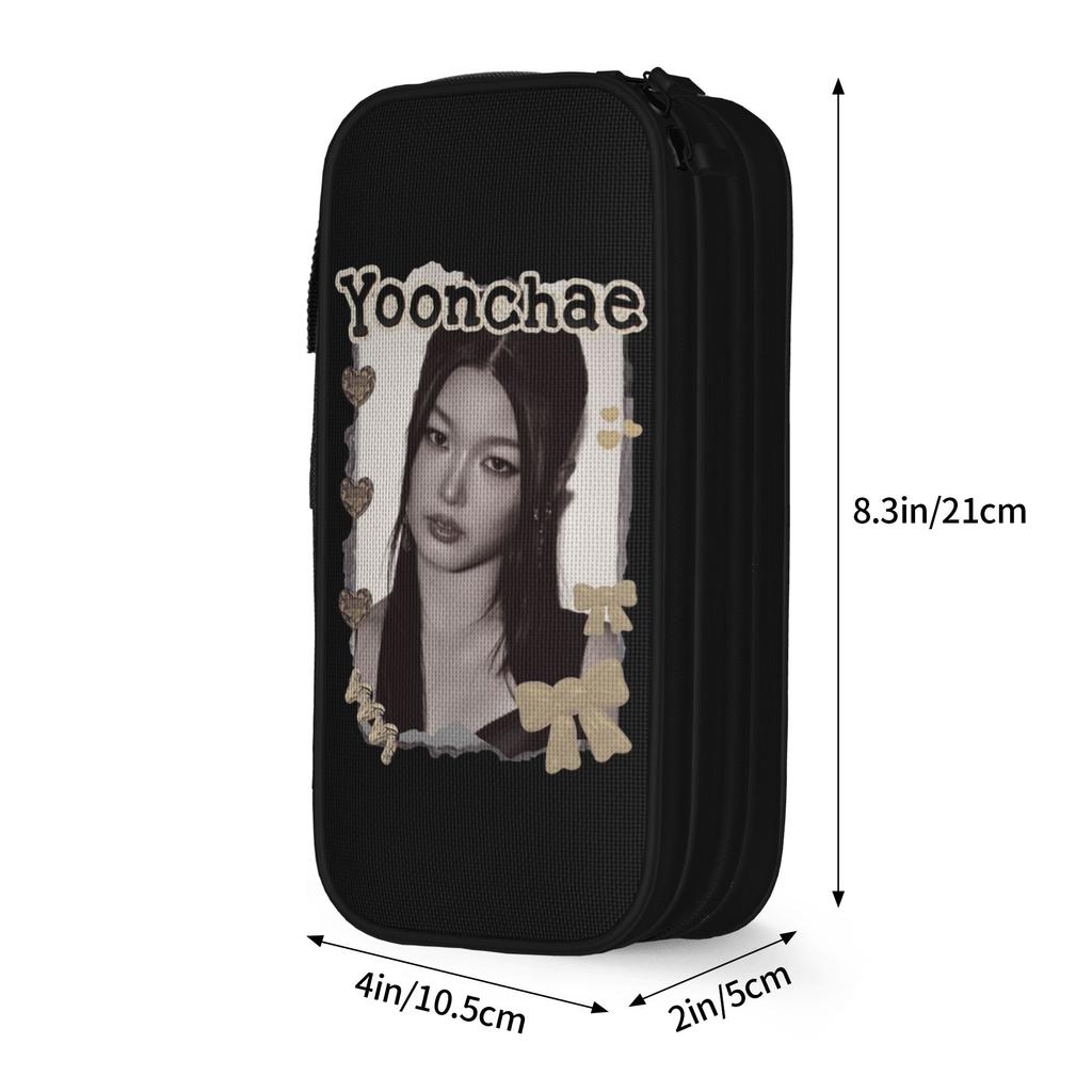 Yoonchae Katseyes Kpop Girl Group Pencil Case New Pen Bag Student Large Storage Office Zipper Pencil Box