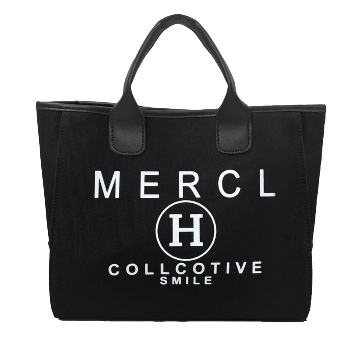 DIVA Роза Женская холщовая сумка-тоут, Большая вместимость, Легкая, Самостоящая, Сумка-тоут, Стильная сумка для мамы, Холщовая сумка с логотипом (черный)