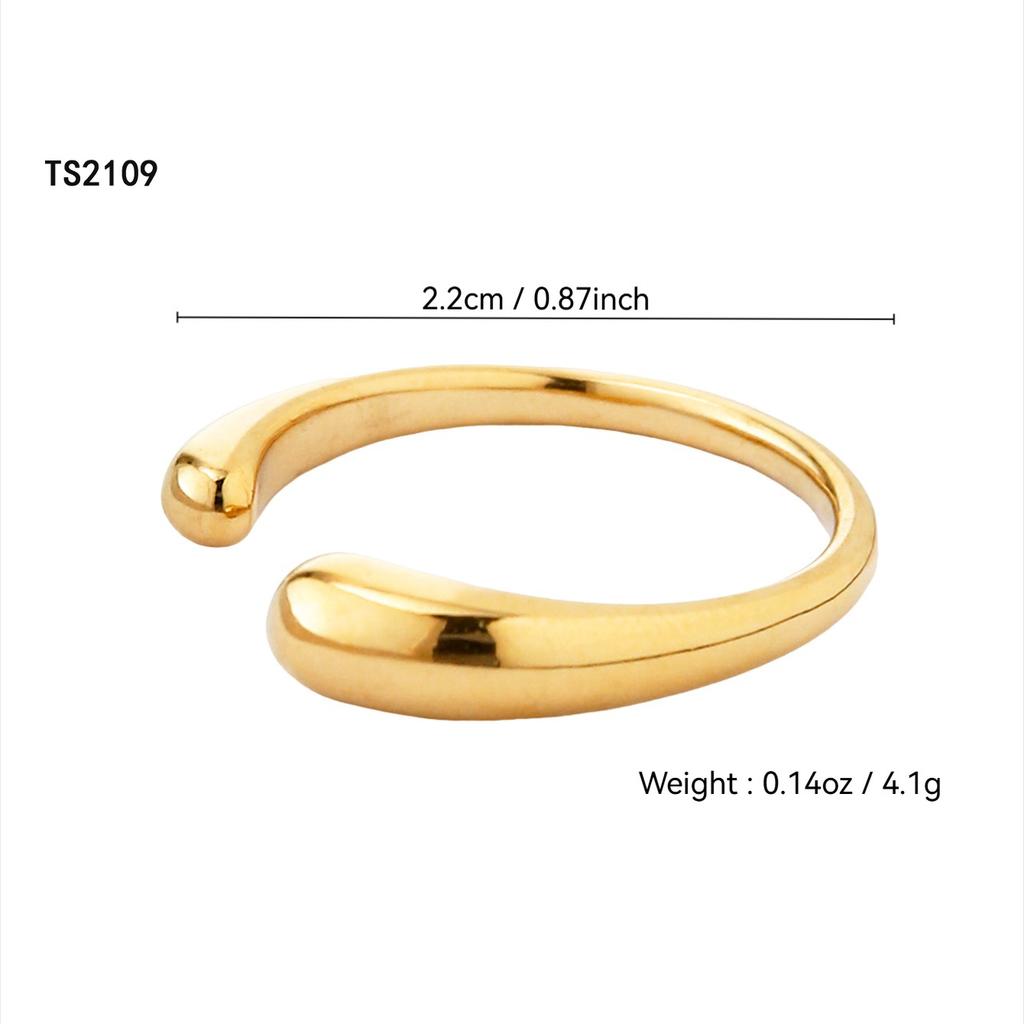 Western Simple Fashion Niche Temperament Stainless Steel 18K Gold-Plated Geometric Pattern Single Ring Open Ring Female