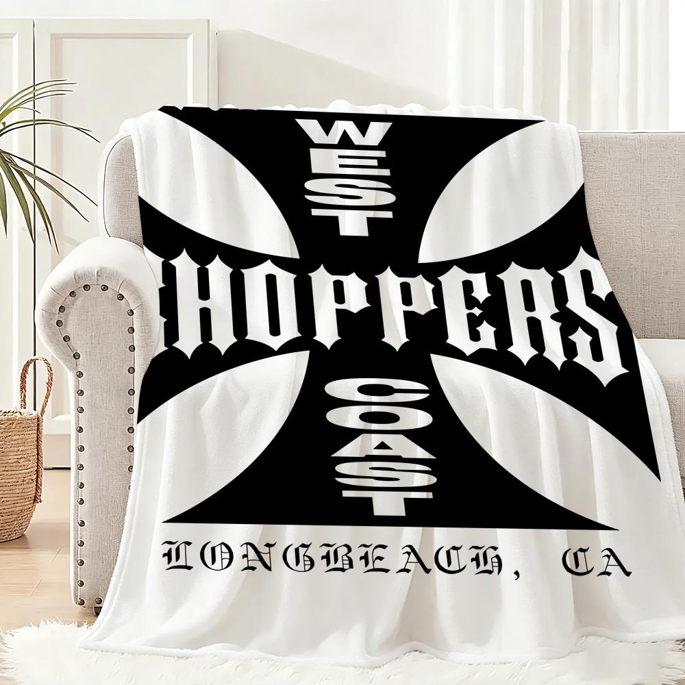 W-West Coast C-Choppers Throw Lightweight 240g Flannel Blanket Soft Skin-friendly for Summer Cooling