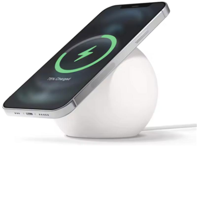 

Магнитная настольная подставка-держатель для зарядки телефона в форме шара для Magsafe iPhone16 15 14 13 12 11 Pro Max Mini Беспроводная зарядка Настольная док-станция белый