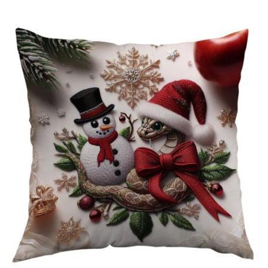 Cartoon Santa Claus Polyester Pillow Cover Christmas Sofa Cushion Cover Home Holiday Printed Cushion Cover