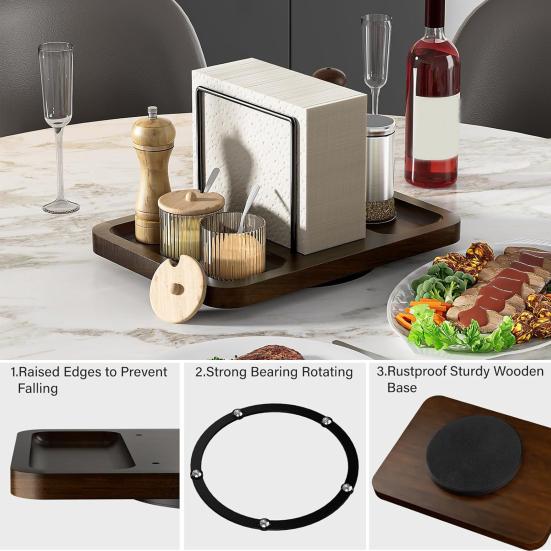 Kitchen Storage Rack Wooden Napkin Holder Rotating Spice Rack Multi-functional Vertical