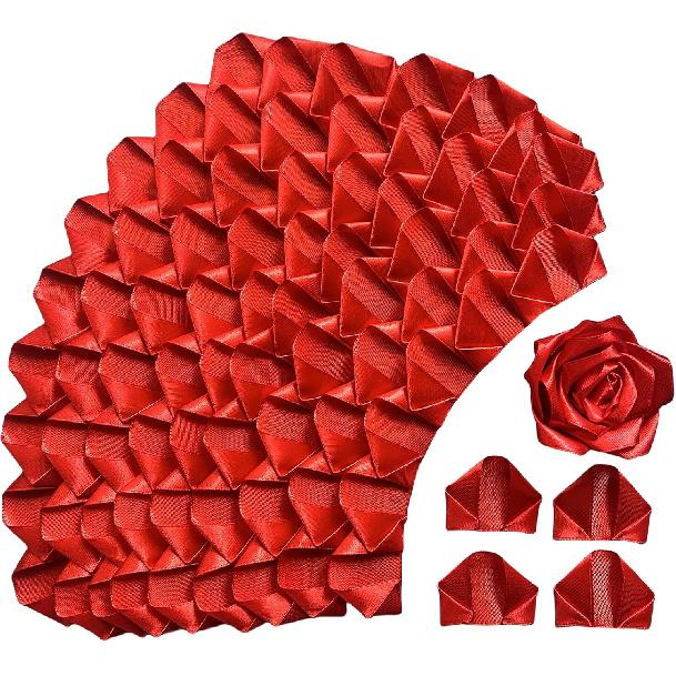 300Pcs Premade Satin Ribbon Rose Petals Half-Finished for Eternal Rose DIY Ramos Forever Flowers Bouquets Everlasting Floral,for