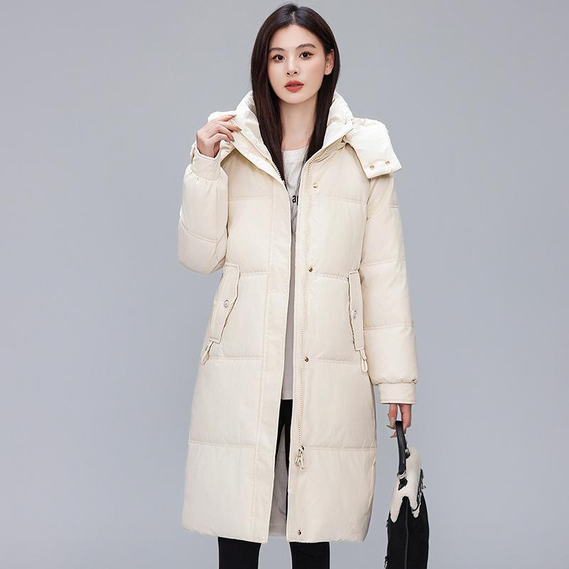 Down Jacket Women's Mid-length Winter Fashion Korean Style Removable Hood Warm Duck Down Jacket Winter