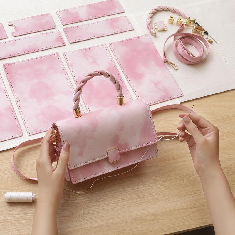 DIY Handbag Making Kit PU Leather Shoulder Bag Sewing Materials Women Crossbody Knitting Crochet Bags Handicraft Accessories