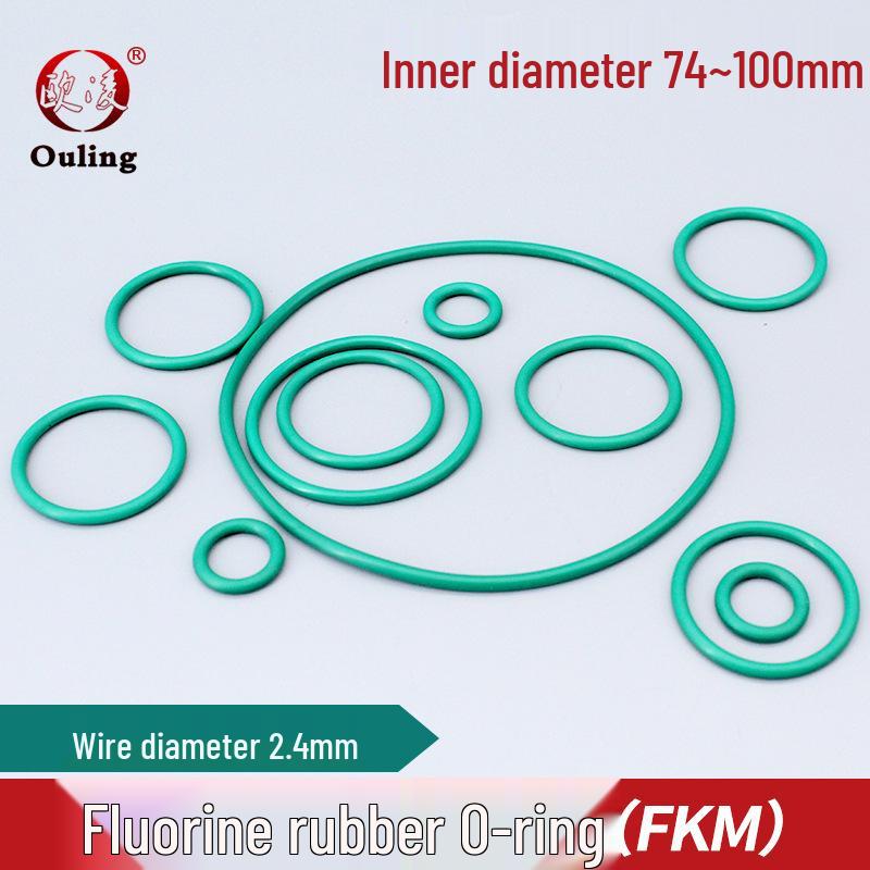 Green Fluororubber O-ring Seal, OD 74-100mm x 2.4mm, Acid & Alkali Resistant OD 74*2.4mm (1 piece) Green Fluororubber O-ring