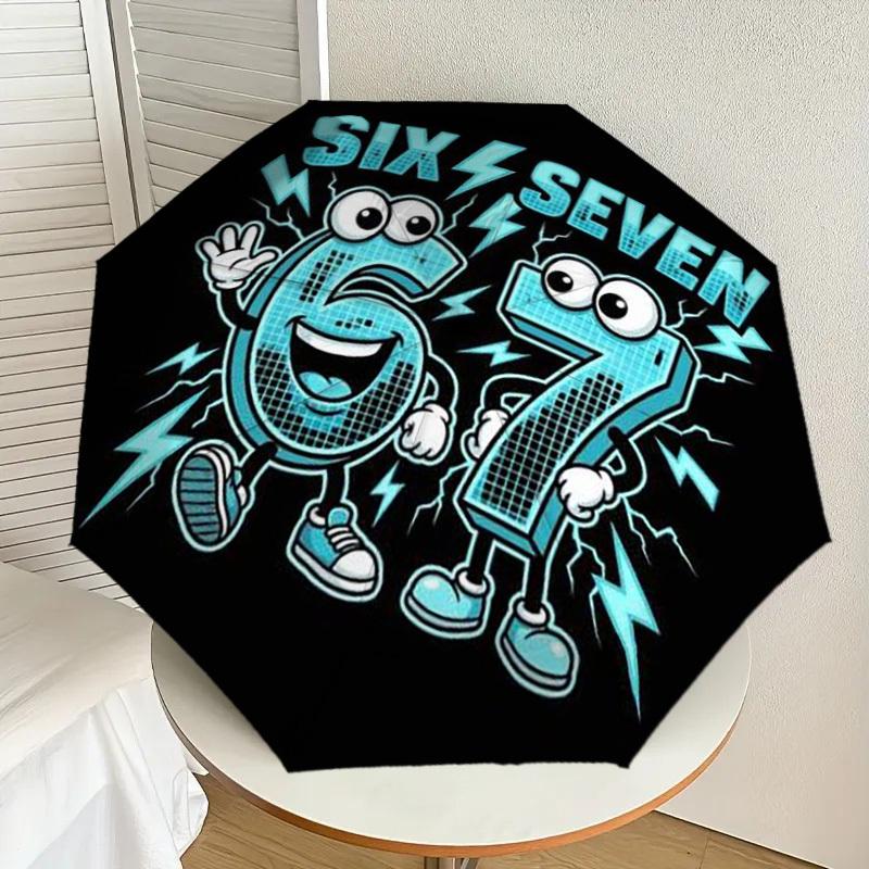 1PC Six Seven Automatic Open/Close Umbrella with Windproof, 8-Rib Sturdy Canopy, Durable Ribs, Fashionable Design,1229A
