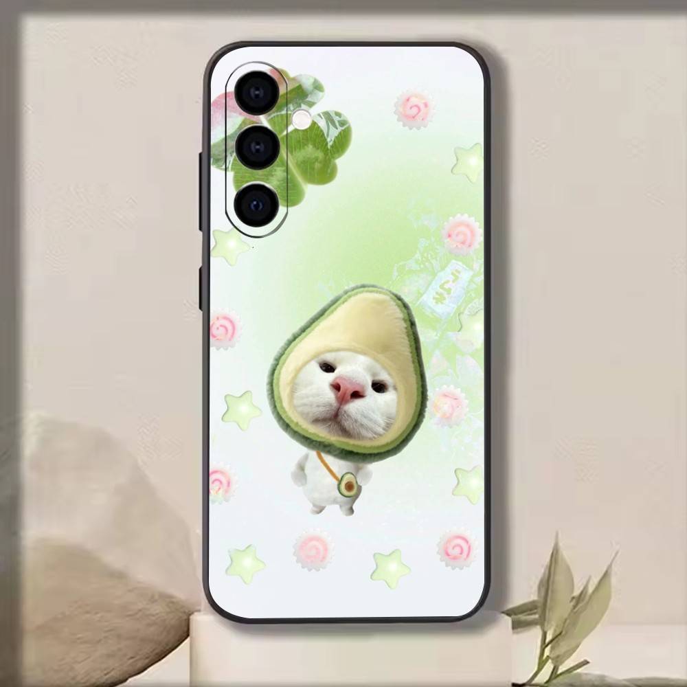

Food cats with headgear333 Phone Case Black Silicone Soft For Samsung Galaxy A73,A72,A71,A70,A53,A52,A51 Samsung a21s