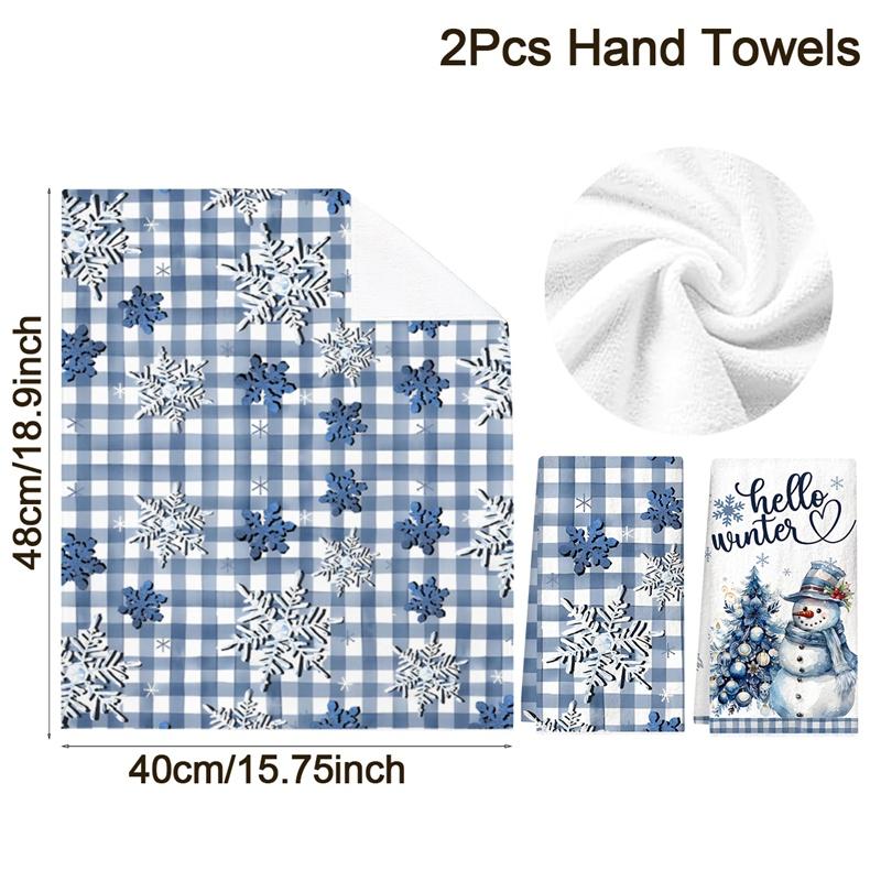 2pcs Christmas Kitchen Towels Santa Snowman Reusable Hand Towels Christmas Decoration for Home 2025 Navidad Natal Gifts New Year