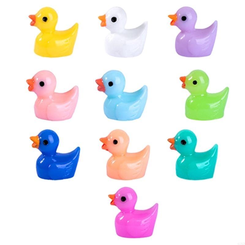 62KD Set of 100 Miniature Duck Multi Colored Resin Figures for Garden and Landscape
