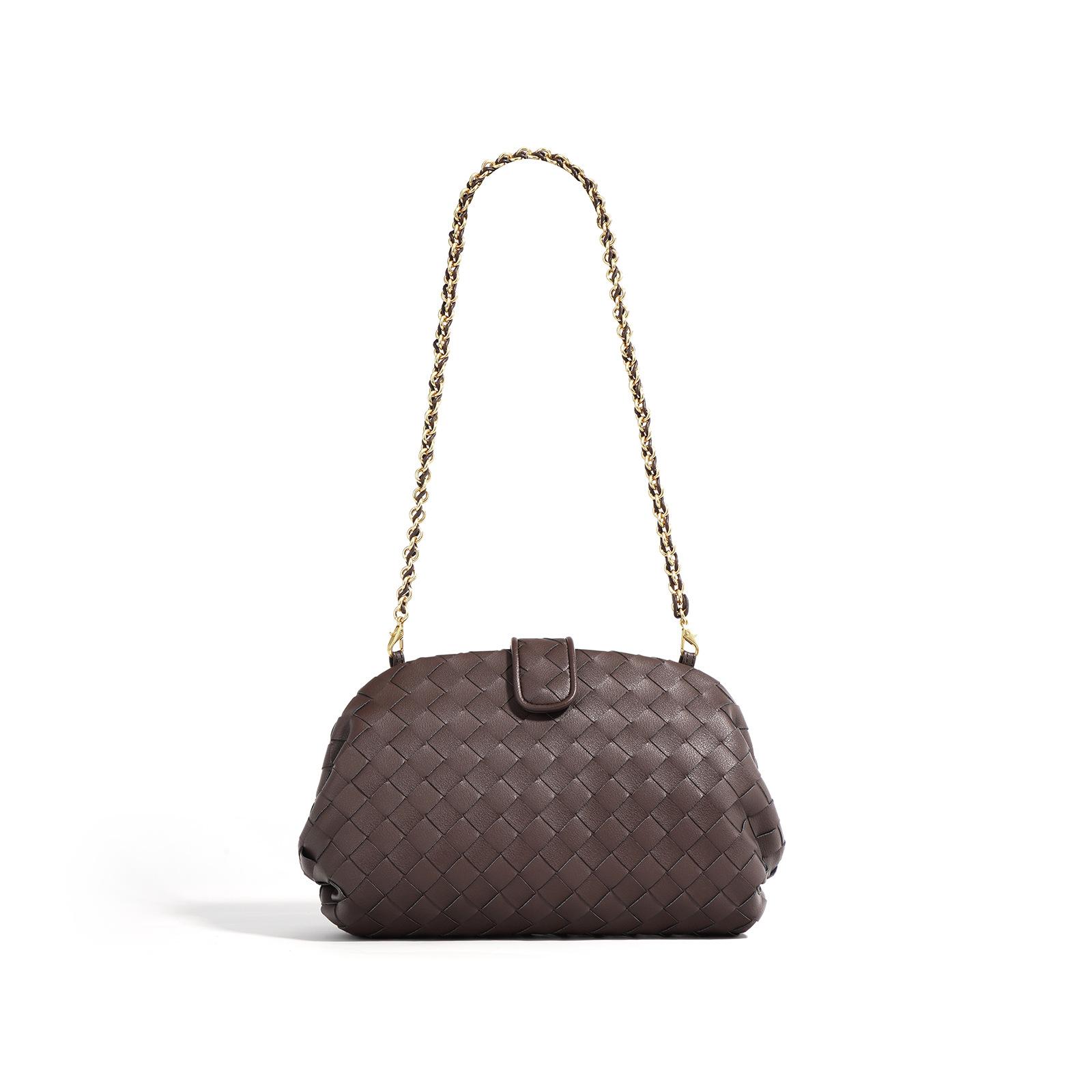 Плетеная цепочка Облако Крайняя плоть Одно плечо Подмышка Клатч Крайняя плоть Женская сумка Мода Мода кофейный