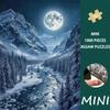 Christmas | Halloween | 1000pcs Mini Jigsaw Puzzle Full Moon Snowy Valley Suitable for Living Room Display Holiday Gift