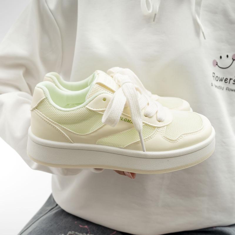 

Women’s White Sneakers 2025 Summer - Mesh Breathable Stylish Platform Shoes Versatile Casual Design 36 бежевий