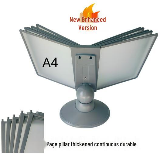 

A4 Rotating Desktop Document Rack: 40-Page Flip-Over Display Stand & Loose-Leaf Photo Album Holder.