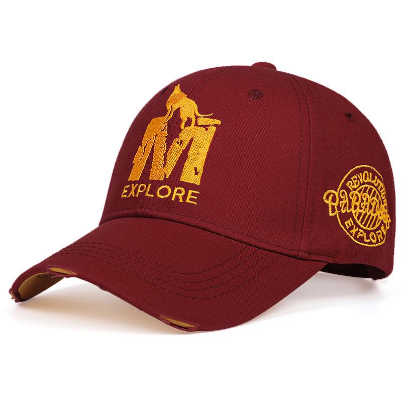 Herren EXPLORE M Wolf Bestickte Baseballkappe Modische Outdoor Freizeit Hip-Hop Kappen Verstellbare LKW-Fahrer Mütze Anglerhüte