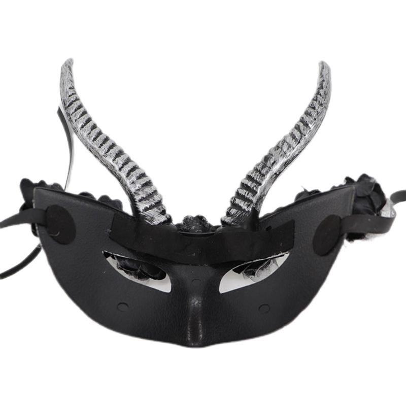 Halloweenská maska Maškarní maska Maska na půl obličeje Maska ďábla Maska pro Mardi Gras Maska pro karnevaly Strašidelná maska s rohy pro párty