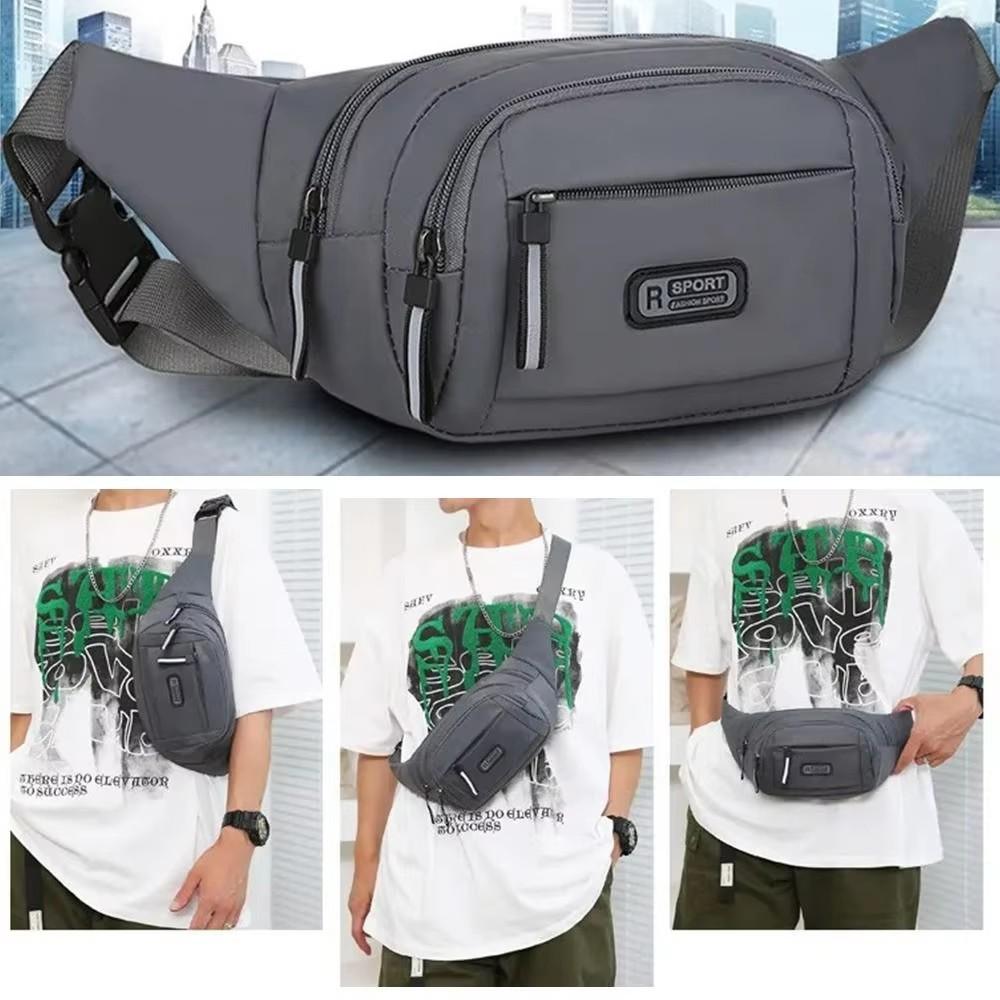 Men's Large Capacity Waterproof Waist Bag, Casual Nylon Anti-theft Chest Bag, Outdoor Travel Fanny Pack for Phone & Essentials
