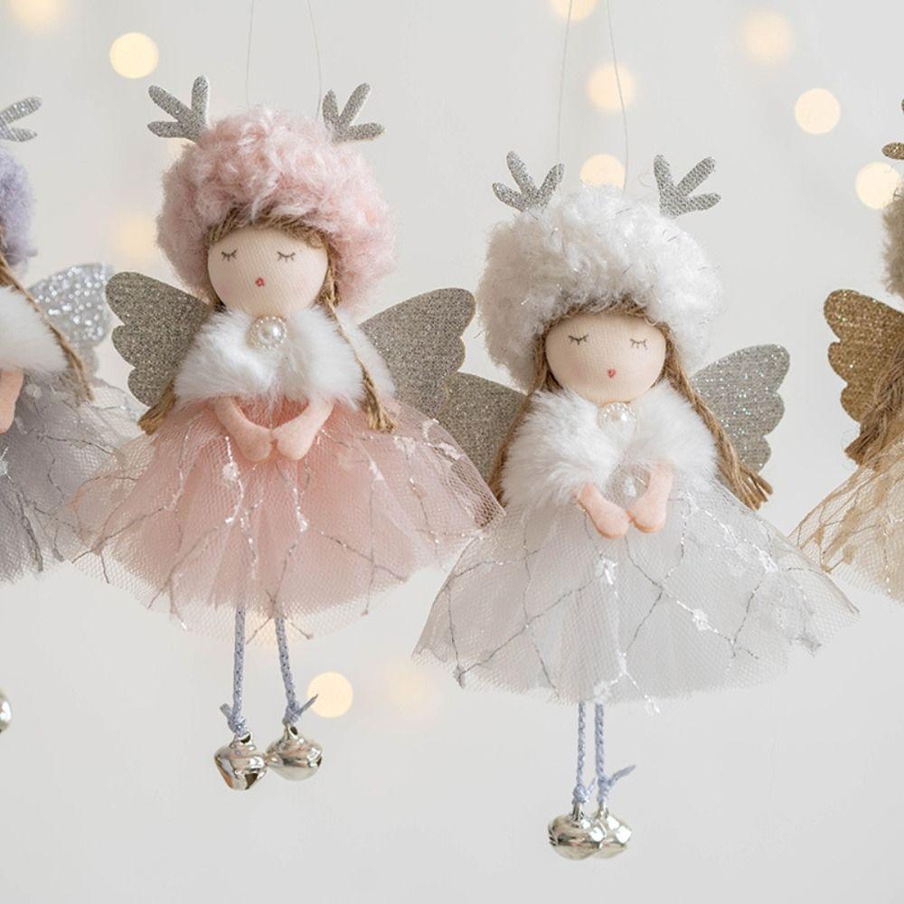

DIY Angel Girl Bell Pendant Cartoon Christmas Tree Decoration Party Favors золотой