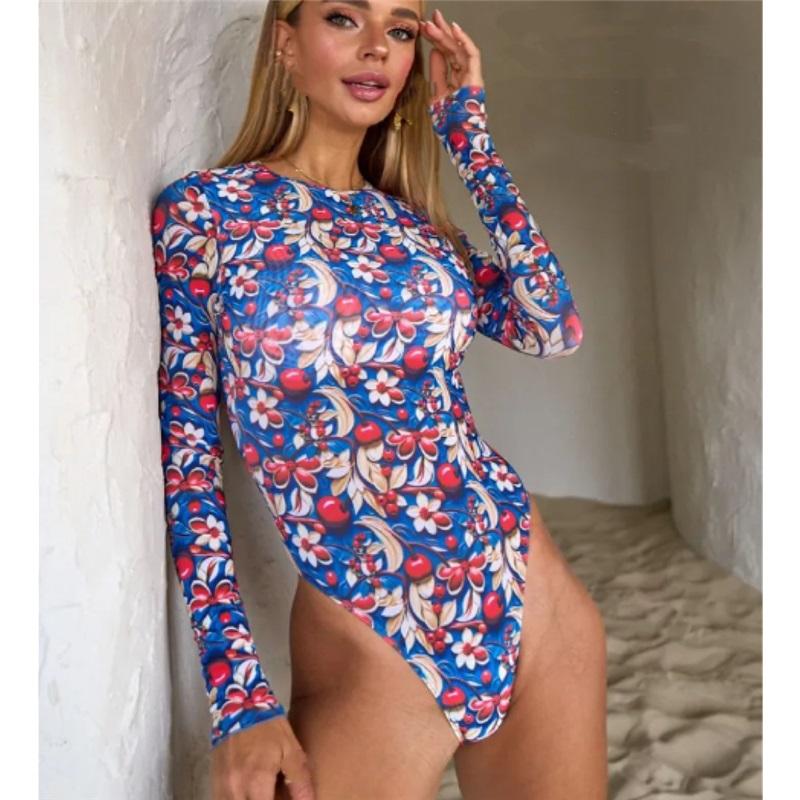 Women Long Sleeve Rash Guard One Piece Swimsuit, Zip Up UV Sun Protection Quick Dry Surfing Bathing Suit