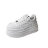8CM Thick-soled Heightening Shoes Women's Spring New Versatile Lace-up Leather White Shoes Casual Shoes Single Shoes