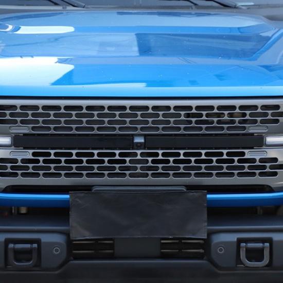 Black Front Grille Grill Strips Cover Trim Decor Kit For Ford Bronco -25 ABS