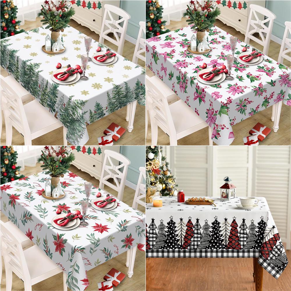 Exquisite bedruckte Weihnachtstischdecke 2025 - Ölbeständig & fleckenabweisend Polyester Dekoration