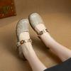 Krazing Pot Stain Sheep Skin Summer Size 40 Mary Janes Low Heels Gray Color Leopard Prints Round Toe Elegant Shallow Pumps