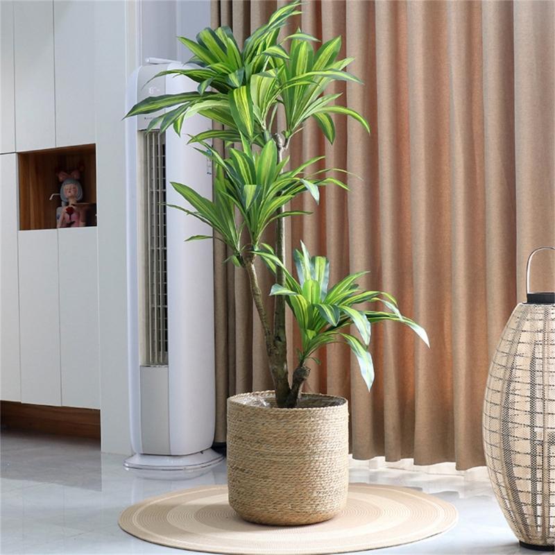 Planter Basket Hand Woven Plant Flower Pots Cover with Plastic Liner Plant Pot Storage Basket Farmhouse Plant Pot