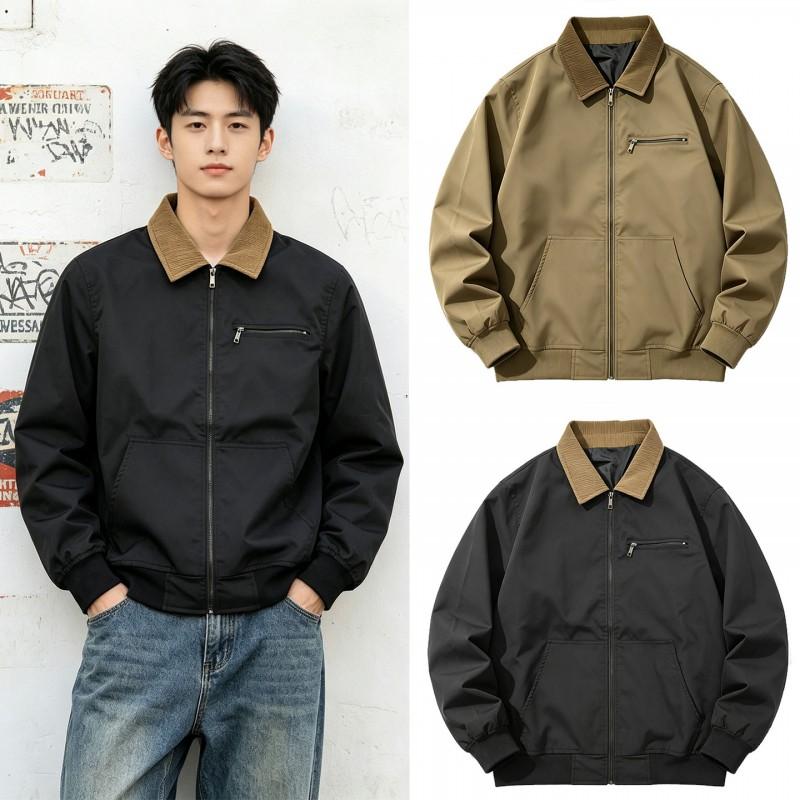 Mens Vintage Washed Workwear Jacket Casual Lightweight Outerwear Fall