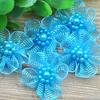 10Pcs Mixed Color Mini Organza Ribbon Bead Flower Wedding DIY Craft Appliques