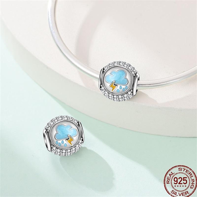 Copper Rainbow Hearts Charms Sun Clouds Rain Lightning Beads Fit Original Bracelet Diy For Women Fine Jewelry Gift