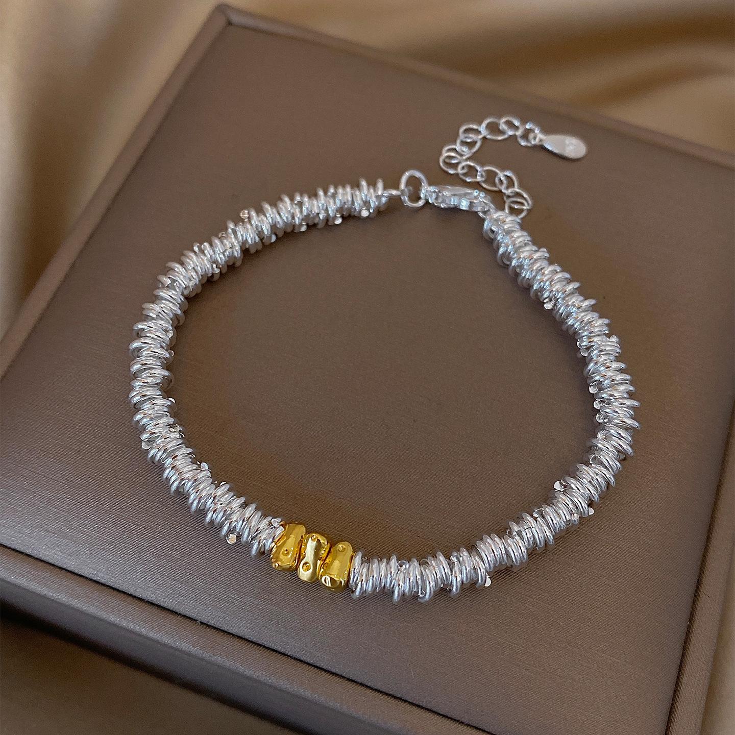 

New Chinese Broken Silver Round Bracelet, Women s Light Luxury Niche Exquisite High-value Bracelet 16cm