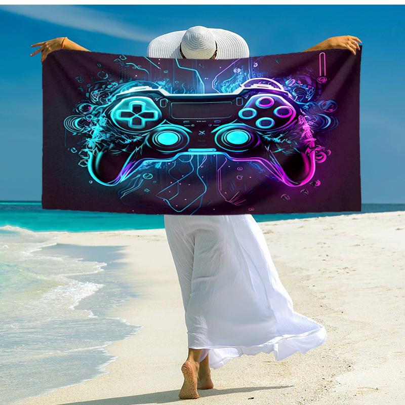 Ultra-Soft Beach Towel with Game Controller Theme,Ideal for Pool - Camping, Diving - Perfect Travel Essential, Vibrant Beach Towel.