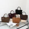 Leather Fashion Portable Vegetable Basket Bag Women's New Suede Versatile Casual Shoulder Bag Light Luxury Messenger Bag