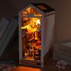 DIY Wooden Book Nook Shelf Insert Kit Dollhouse Miniature Cherry Blossom Bookends Doll Houses Bookshelf Handmade Crafts Gifts