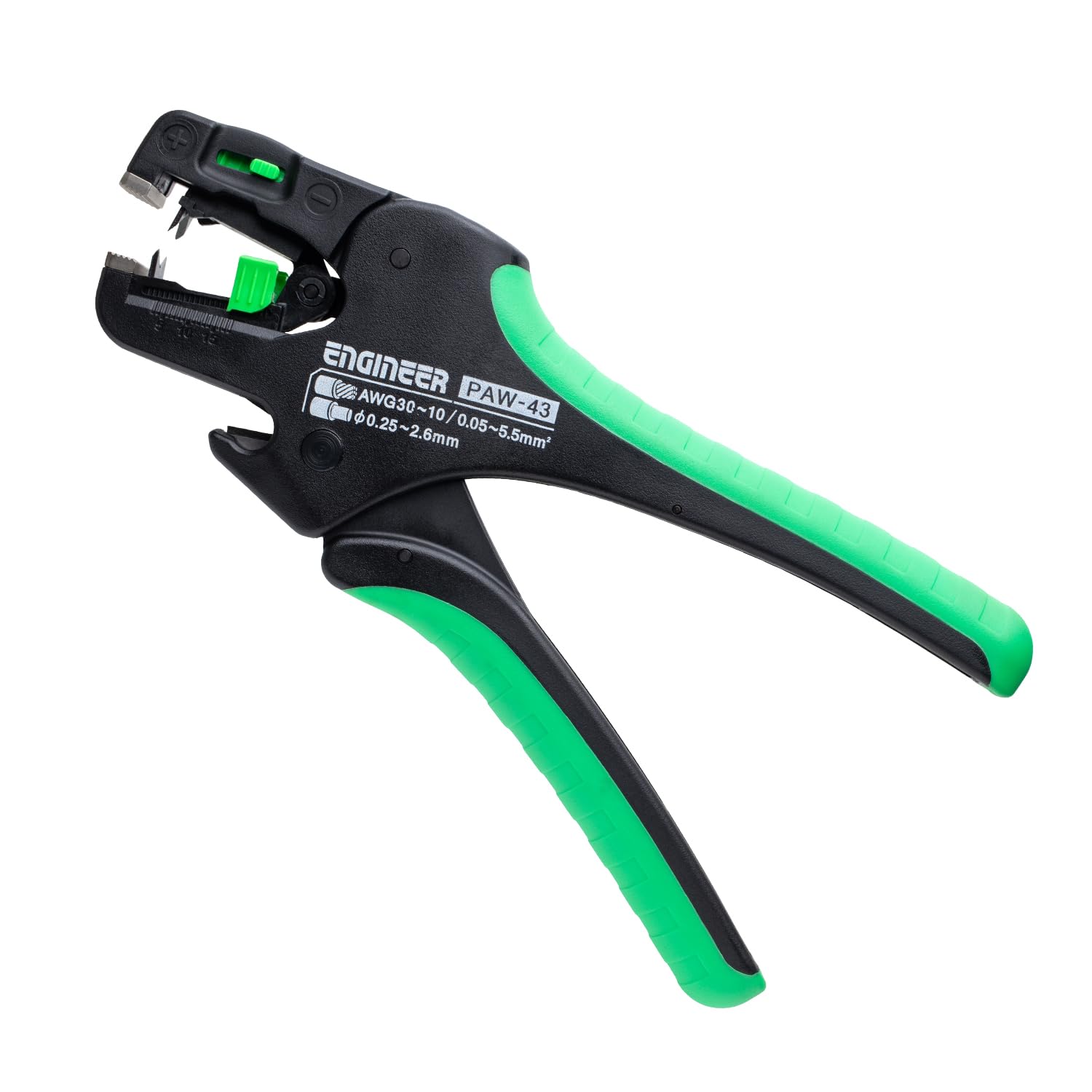 

Engineer Auto Wire Stripper SV with Automatic Wire Diameter Fits to 30 to Adjustment, 0.05 5.5 mm² (AWG 10), PAW-43 зелений